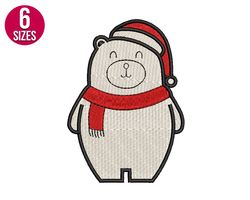Santa Bear Christmas machine embroidery design, Digital download, Instant download