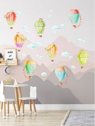 Hot Air Balloons Wall Sticker, Air Balloons Wall Decal for Nurseries and Kids Rooms