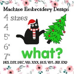 New Year's embroidery design cheerful cat