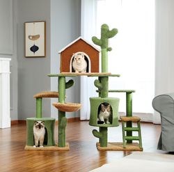 Cactus cat tree, green cat tower for large cats