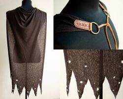 Brown Wanderer  Cloak for LARP costume or fantasy cosplay. DND dress.  Wanderer cape.