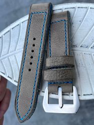 Ready strap Grey vintage strap with blue stitching
