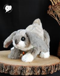 Example item realistic toy grey rabbit pet portrait