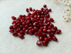 Pomegranate Seeds Beads. Fruit Charms. Polymer Clay Beads. Handmade Beads.