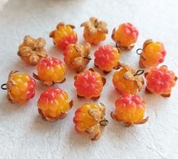 Cloudberry Beads. Polymer Clay Beads. Jewelry Beading. Realistic Cloudberry.