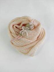 Set wrap and tieback for newborn photography, photoshoot, props for girl baby newborn, flower headband and wrap