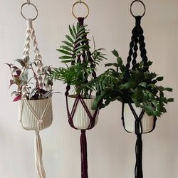 Macrame Plant Hanger of recycled cotton , plant hanger in boho style