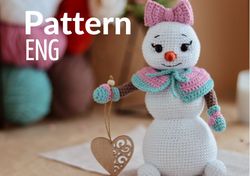 Crochet pattern snowman girl snowman with clothes christmas home decor handmade doll toy snowman