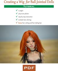 Doll wig tutorial pdf to create a wig for ball jointed doll. Instruction msd bjd angola wig, tutorial made silicon cap