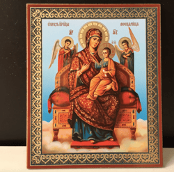 The Mother of God Pantanassa or Queen of All | Gold  foiled lithography | Icon Reproduction | Size: 5 1/4"x4 1/2"