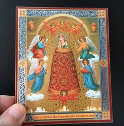 Addition of Mind Virgin Mary | Gold  foiled lithography | Icon Reproduction | Size: 5 1/4"x4 1/2"