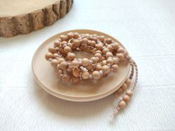 Handmade Juniper wood rosary 108 beads, Buddhist mala 108 beads for meditation, wooden Prayer Rosary Necklace