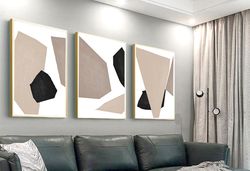 Abstract Large Art Set Of 3 Prints Digital Download Abstract Painting Wall Art Earth Tone Print Triptych Neutral Poster