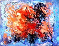 Love Girl Man Woman Winter Abstract Oil Painting Art Original Canvas Large 28/35 Artist Svinar Oksana