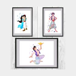 Aladdin Disney Set Art Print Digital Files decor nursery room watercolor
