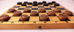 Soviet Antique Wooden Checkers set. Russian wooden Checkers