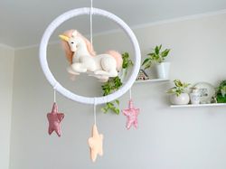Unicorn baby girl mobile Unicorn nursery decor Unicorn ornament Pegasus canopy mobile baby Unicorn birthday gifts