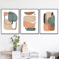 Abstract Wall Art Set Of 3 Prints Downloadable Art Triptych Modern Art Abstract Painting Large Artwork Living Room Art