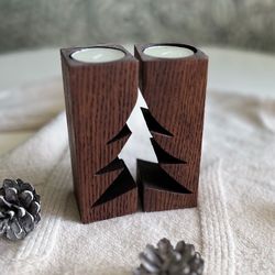 Wooden candlestick "Christmas tree". New year gift ideas