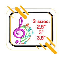 Musical notes embroidery design