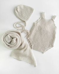 Newborn cute set for photoshoot, knit costume for baby girl, girly outfit as props, newbornprops knitted bodysuit, wrap