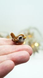 Tiny needle felted wren, miniature bird