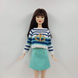 Barbie doll clothes turquoise mini skirt