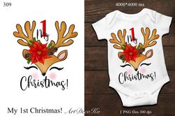 My First Christmas Sublimation, Christmas Deer Sublimation