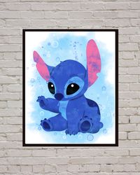 Lilo & Stitch Disney Art Print Digital Files nursery room, Stitch watercolor