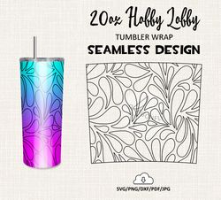 Floral Burst tumbler template / 20 Oz Hobby lobby Tumbler Wrap / Seamless design - HL30
