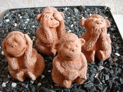 Ceramic Set of 4 monkeys statues