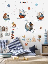 Animal Whale Sea World ocean Wall Decal for Kids room Decal Bathroom Interior Design, Vinyl Stickers and decals animals