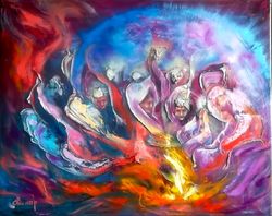 Outer Space Art Original Oil Painting Impasto Universe Angels Cosmos Artist Svinar Oksana