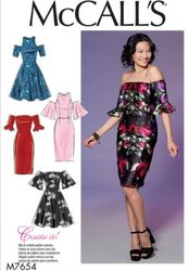 PDF Sewing Patterns Mc Calls 7654 Misses' Dresses Size 6-8-10-12-14