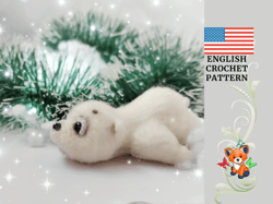 Amigurumi baby polar bear crochet PATTERN - interior realistic furry animals crochet patterns PDF file
