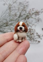 Miniature needle felted Cavalier King Charles spaniel, ships from the USA
