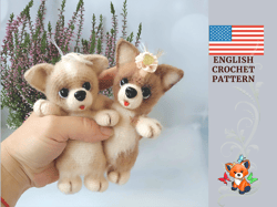 Corgi dog amigurumi figurine \ crochet pet pdf patterns \ cute puppy tutorial \ animals diy for gift any holiday