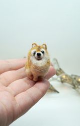 Miniature needle felted pomeranian, tiny dog, pen portrait, pomearnian gift