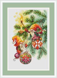 Gnomes and Christmas Baubles Cross Stitch Pattern Christmas Cross Stitch Pattern Gnome Cross Stitch Pattern