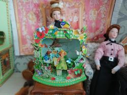 Theater for a dollhouse. Puppet miniature.