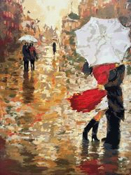 Date on a Rainy Day Art: Acrylic Painting Inspiration, Abstract Romantic Artwork for Your Walls, Wall Decor Painting