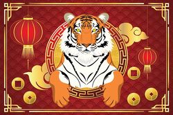 Chinese new year card with tiger