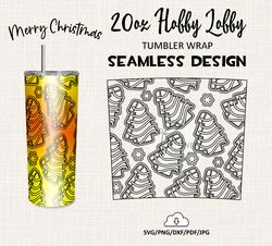 Christmas Tree Cakes Burst tumbler template / 20 Oz Hobby lobby Tumbler Wrap / Seamless design - HL02