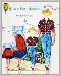 digital - vintage paper doll - paper doll are a family - pdf