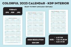 Colorful 2023 calendar - KDP interior