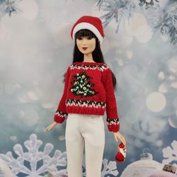 Barbie clothes red christmas tree sweater