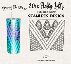Christmas Tree Cakes Burst tumbler template / 20 Oz Hobby lobby Tumbler Wrap / Seamless design - HL03