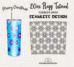Christmas snowflakes Burst tumbler template / 20 Oz HOGG Tatered Tumbler Wrap / Seamless design - HT-05
