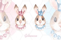 Watercolor bunny PNG,  Cute bunny clipart. Rabbit PNG clipart