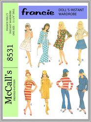 Digital - Vintage Francie Sewing Pattern - Wardrobe Clothes for Dolls 11-1/4" - Vintage 1960s - PDF